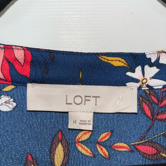 LOFT Floral Print Blouse in Blue and Pink - Picture 2 of 3